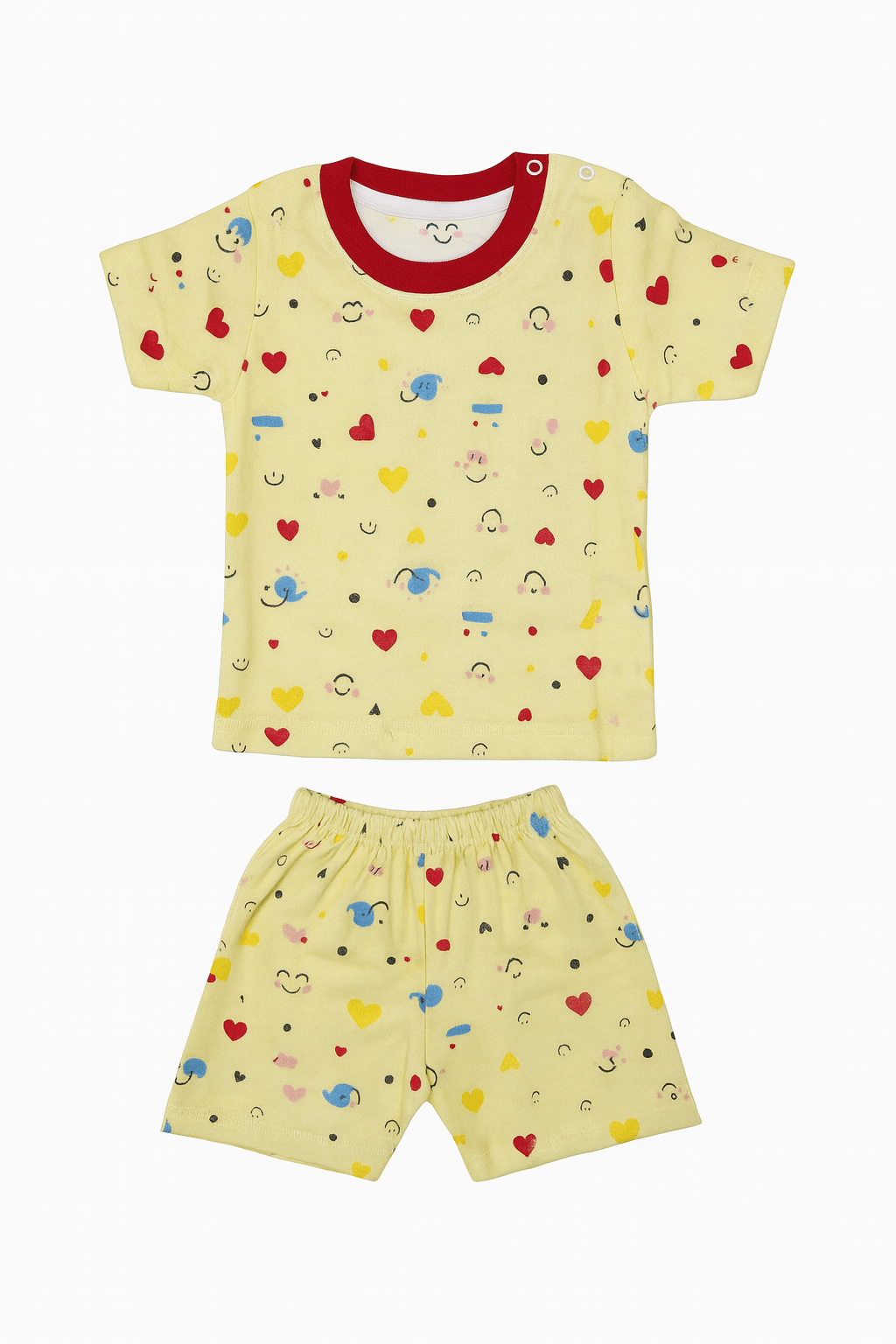 Baby Boys & Girls Cotton Round Neck T-Shirt & Shorts Set – Yellow with Fun Print | Summer Outfit (6–12 Months) - Image 3