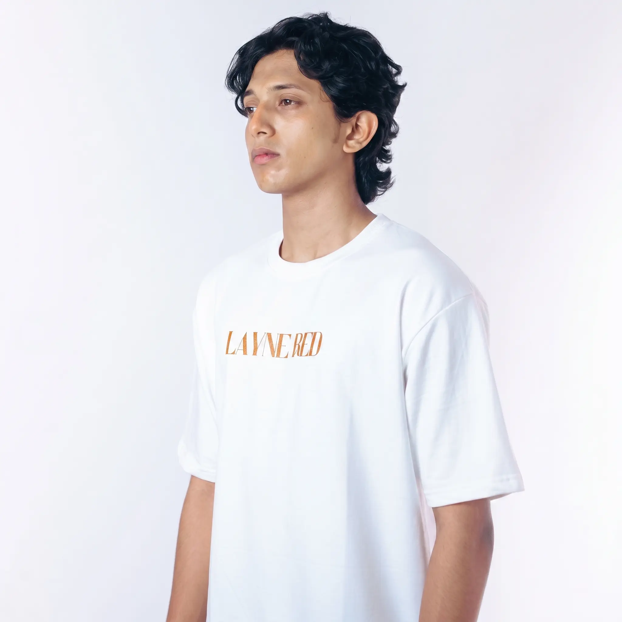 "ART IS LIFE" Premium White Five-Sleeve T-Shirt – Loop Knit Drop-Shoulder Streetwear Tee by Laynered - Image 3